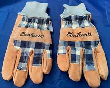 Carhartt Mens Suede Plaid Work Gloves Thinsulate Utility Knit Cuff Size Medium
