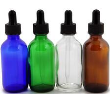 4 Pack Assorted Colors 2 Oz Glass Bottles With Glass Eye Droppers