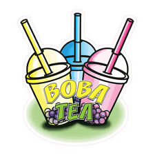 Food Truck Decals Boba Tea Restaurant Food Concession Concession Sign Yellow