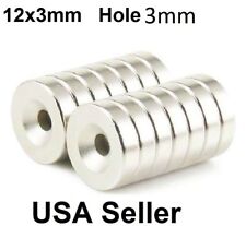 50 100 Strong Countersunk Ring Magnets 12 X 3mm Hole 3mm Rare Earth Neodymium