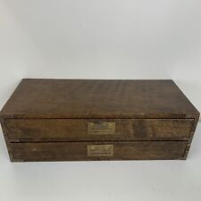 Antique 2 Drawer Spool Cabinet Storage Apothecary Wood Map File Store Display