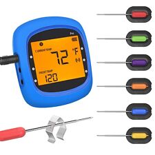 Wireless Bluetooth Meat Thermometer With 6 Temperature Probes For Grilling Blue