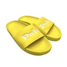 Polo Ralph Lauren Mens Cayson Slides Sandals Yellow White Logo Size 10b New