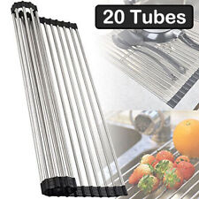 Kitchen Over The Sink Drying Rack Dish Food Drainer Stainless Steel Roll Up