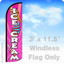 Ice Cream - Windless Swooper Flag 3x11.5 Feather Banner Sign - Pq