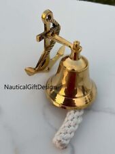 Handmade Nautical Brass Bell Wall Hanging Ship Bell 5 Brass Anchor Boat Decor