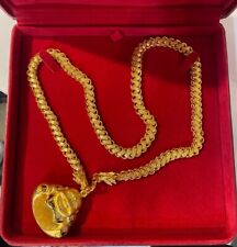 Mens 149g 24k Pure Yellow Gold Custom Link Chain 24 Necklace Buddha Pendant