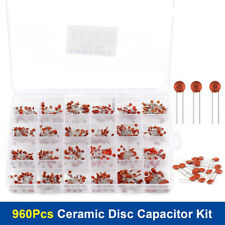 960 Pcs Ceramic Capacitor In Line Diy 2pf-0.1uf 24 Value Assortment Kit