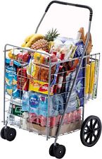 Jumbo Folding Shopping Cartcollapsible Shopping Cart With Double Basket And 360