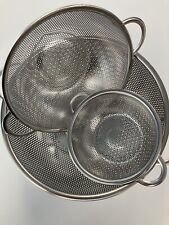 Hlm 3-piece Stainless Steel Mesh Micro-perforated Colander Set 1 2.5 4.5 Qt