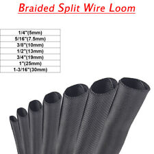Split Wire Loom Braided Cable Sleeve Wires Harness Wrap Sleeving Protective Lot