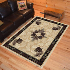 Pinecone Lodge Cabin Rustic Forest Area Rug 8x10 710 X 910