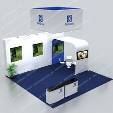 20ft Custom Trade Show Display Booth Exhibits Kit With Counter Hanging Sign
