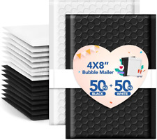 Bubble Mailer 4x8 100 Pack Small Padded Envelopes With 50 Black 50 White Str