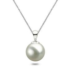 8mm Round Genuine Freshwater Pearl Pendant Necklace 18 925 Sterling Silver Pe34
