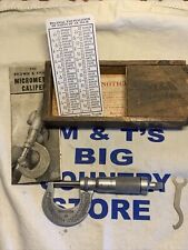 Vintage Brown Sharpe Micrometer Caliper With Wooden Box Wrench 13