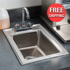 Commercial Stainless Steel One Compartment Drop-in Sink W Faucet 10 X 14 X 5