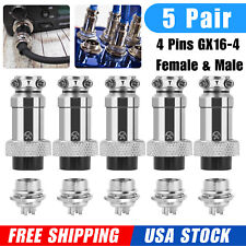 5 Pair Aviation Plug 4 Pin Male Female Panel Wire Metal Connector 16mm Gx16-4 Us
