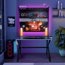 Elecwish Gaming Desk Rgb Lights 43 Home Office Computer Table Pc Workstation