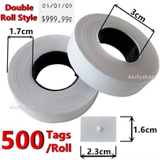 500 Tagsroll Price Stickers Blank White Double Labels Paper Retail Merchandise