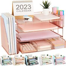 Paper Letter Tray Organizer With File Holder 4-tier Desk Accessories Works...