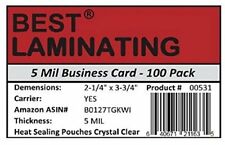Best Laminating 5 Mil. Business Card Laminating Pouches. 100 Pk.