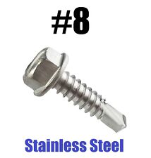 8 Hex Washer Head Self Drilling Sheet Metal Tek Screws 410 Stainless Steel