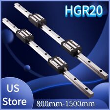 Hgh20 2x Linear Rail 800-1500mm 4x Bearing Block Guideway Square Type 20mm Set