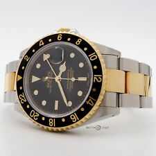 Rolex Gmt-master Ii Black Dial 18kt Yellow Gold Steel 40mm Automatic 16713