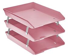 Acrimet Facility 3 Tiers Triple Letter Tray Frontal Solid Pink Color