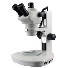 Amscope 8x-50x Track Stand Stereo Zoom Parfocal Trinocular Microscope Two Led