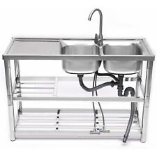 47 Stainless Steel One Two Compartment Commercial Restaurant Kitchen Sink Legs