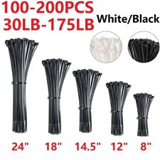100-200x Cable Ties 8-24 Heavy Duty Nylon Wire Wrap Zip Ties Uv Resistant Lot