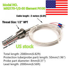 Rtd Pt100 Ohm Probe Sensor L 50mm Pt Npt 12 Thread W Insulation Lead Wire