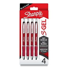 Sharpie S-gel Gel Pens Sleek Metal Barrel Crimson Red Medium Point 0.7mm