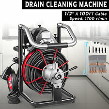Commercial Drain Cleaner 100ft X 12 Sewer Snake Drain Auger Cleaning W Cutter
