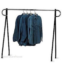Clothing Rack Black Chrome Single Rail Retail Storage Garment Salesman 60 X 60