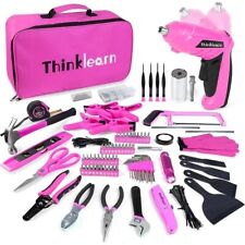 Pink Tool Set 205 Piece Home Tool Kit With 3.6v Electric Screwdriver