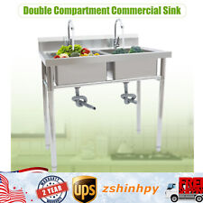 Stainless Steel 304 Kitchen Sink Commercial Sinks Utility Sink 2 Compartment