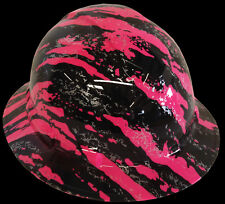 Hydro Dipped Hard Hat Full Brim High Gloss Pink Marble Splash 6 Point Harness