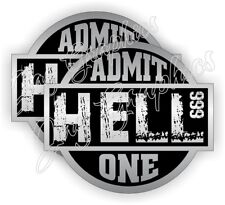 Hell Admit One Tickets Hard Hat Stickers Funny Helmet Decals Motorcycle Labels