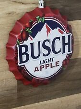 Busch Light Apple Large Bottle Cap Metal Beer Sign Man Cave Bar Decor