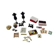 Lot Of Dollhouse Miniature Sewing Room Accessories Singer Dress Forms Thread