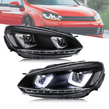 Pair Led Headlights For Volkswagen Golf 6 Mk6 2010-2014 Wsequential Indicator