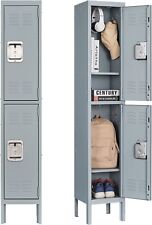 Locker Storage Cabinet Metal Lockers For Employees Office Gym 2 Doors Lockable