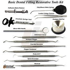 Basic Dental Filling Restorative Tools Kit Amalgam Westcott Pluggers Condensers