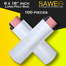 100 X Long Poly Mailers 6 X 18 White Plastic Shipping Bags Envelopes Self Seal