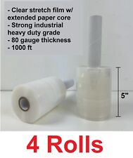 4 Rolls 5 X 1000 Heavy Duty 80gauge Mini Stretch Wrap Film With Paper Handle