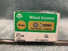 Hillman Solid Brass 8 X 58 Phillips Wood Screws 100 Pack