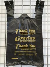 16 Large 21x6.5 X11.5 Black Thank You T-shirt Plastic Grocery Shopping Bags 100